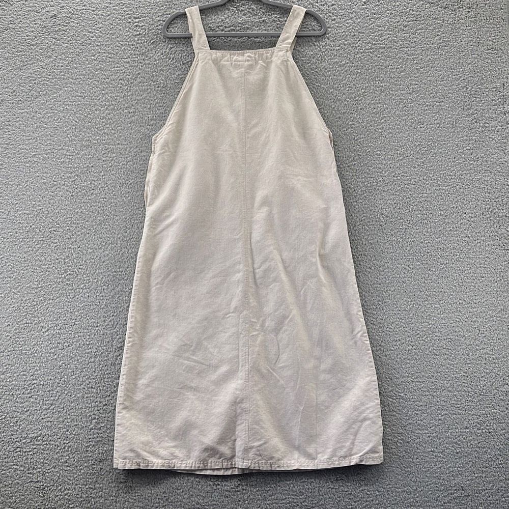 Vintage 90s Linen Blend Pinafore Jumper Maxi Dress Sleeveless Overall Indie - Picture 8 of 14